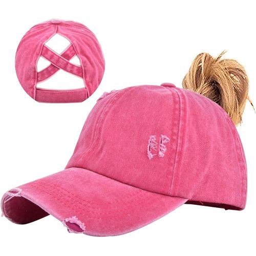 Kalanka-Queue De Cheval Casquette De Baseball, Coton Chignon Haut Désordonné Réglable Respirant Anti-Uv Protection Solaire Distressed Casquette Unisexe Vintage Casquette Cross Hat
