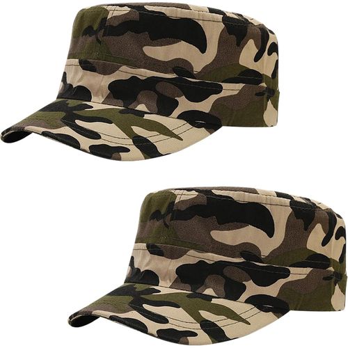 Kalanka-2 Pièces Casquette De Baseball Homme Femme Plat Classic Vintage Armée Militaire Cadet Style Coton Cap Hat Réglable