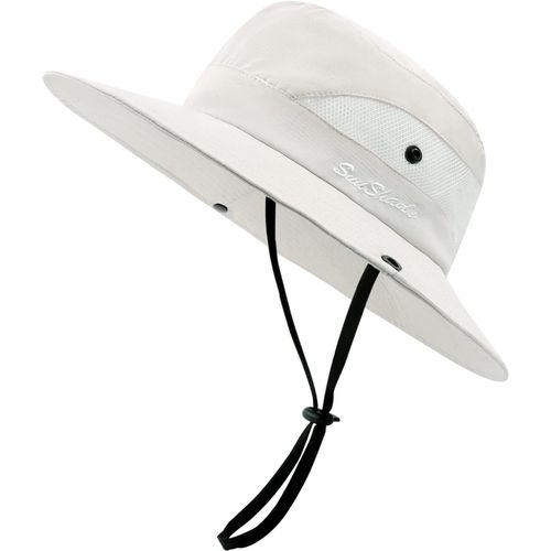 Kalanka-Chapeau Femme Soleil Outdoor Summer Chapeau Randonnée Protection Uv Chapeau De Brousse Queue De Cheval En Maille À Large Bord Pour La Randonnée