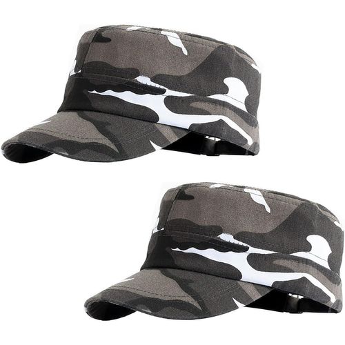 Kalanka-2 Pièces Casquette De Baseball Homme Femme Plat Classic Vintage Armée Militaire Cadet Style Coton Cap Hat Réglable