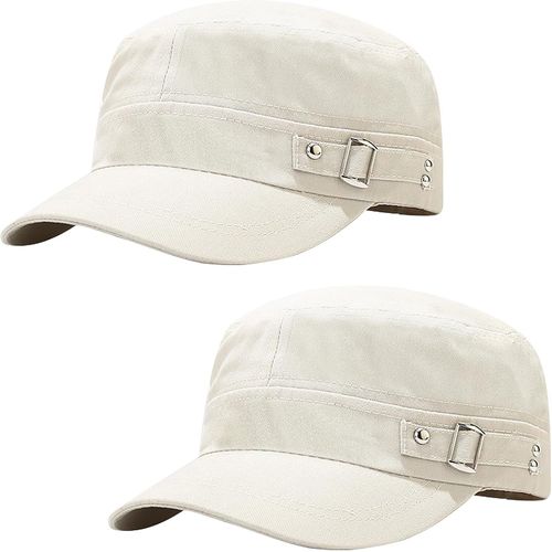 Kalanka-2 Pièces Casquette De Baseball Homme Femme Plat Classic Vintage Armée Militaire Cadet Style Coton Cap Hat Réglable