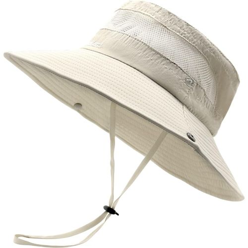 Kalanka-Chapeau Femme Soleil Outdoor Summer Chapeau Randonnée Protection Uv Chapeau De Brousse Queue De Cheval En Maille À Large Bord Pour La Randonnée