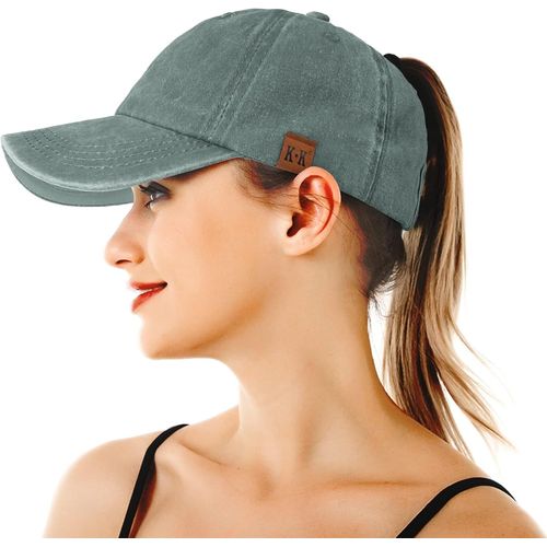 Kalanka-Casquette De Baseball À Queue De Cheval Femme, Coton Réglable, Chignon Haut, Style Vintage Denim, Chapeau De Soleil Extérieur