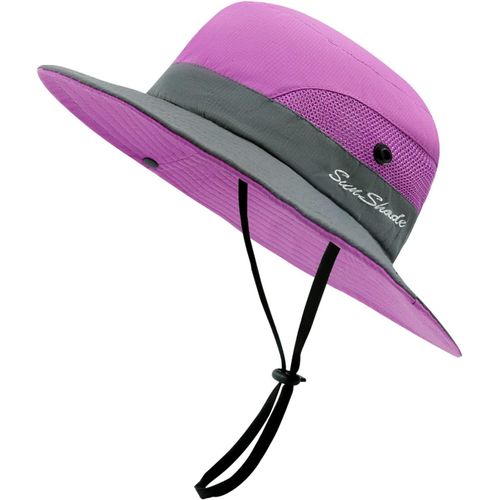 Kalanka-Chapeau Femme Soleil Outdoor Summer Chapeau Randonnée Protection Uv Chapeau De Brousse Queue De Cheval En Maille À Large Bord Pour La Randonnée