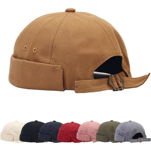 Kalanka-Casquette Sans Visière Homme Femme Bonnet De Docker Coton Rétro Docker Hat Coton Docker Cap Bonnet De Docker Sans Visière Brimless Hat Docker Bonnet Homme Bob Femme