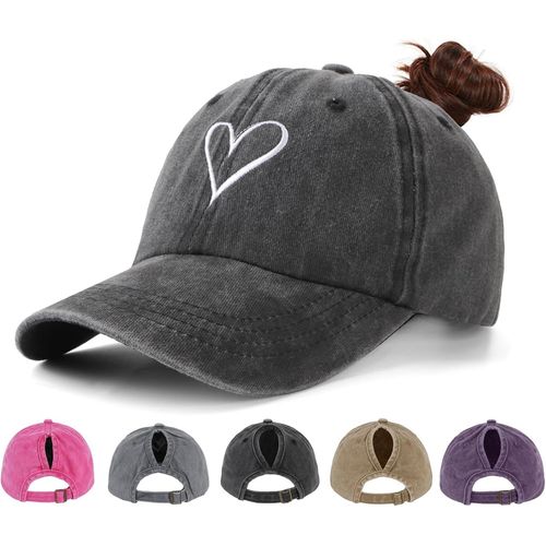 Kalanka-Casquette De Baseball Pour Queue De Cheval Pour Femme - Réglable - Vintage - Protection Solaire - Avec Trou Pour Tresses - Pour L'été Et Le Sport