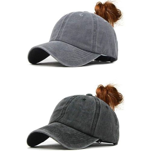 Kalanka-Femme Casquette De Baseball En Queue De Cheval Vintage Chapeau De Baseball Camionneur Papa Cap Réglable Anti-Soleil Casquettes De Sport Outdoor