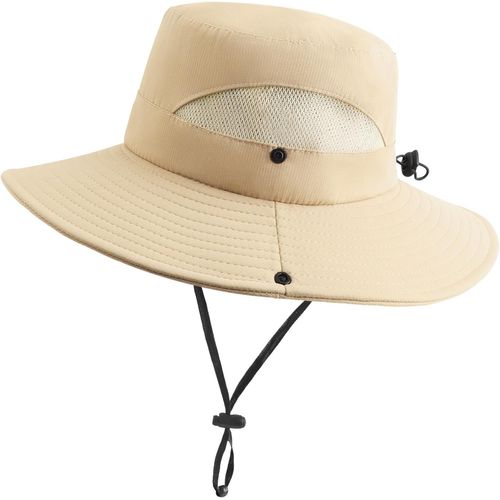 Kalanka-Chapeau De Soleil Femme L'extérieur Uv Protection Chapeau D'été À Large Bord Bonnet Pliable En Maille Plage Pêche Seau Casquette