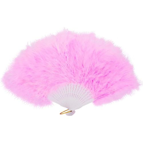 Kalanka-Fan De Main De Plume De Marabou 45cm, Déguisement Robe De Fête De Mariage Faveur Cadeau Extérieur Vintage Photoshoot De Danse (Rose Tendre)