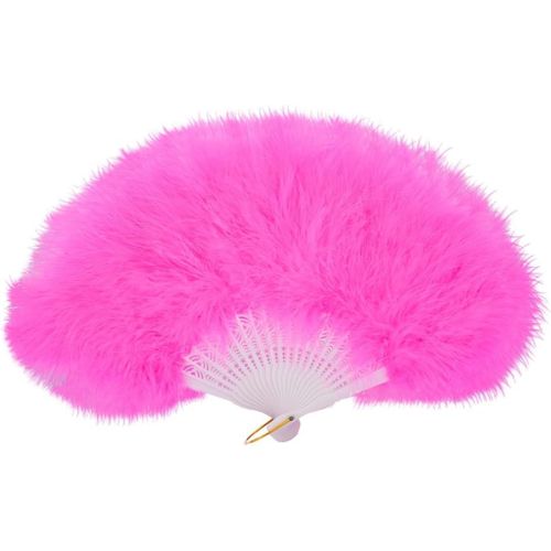 Kalanka-Fan De Main De Plume De Marabou 45cm, Déguisement Robe De Fête De Mariage Faveur Cadeau Extérieur Vintage Photoshoot De Danse (Rose Foncé)