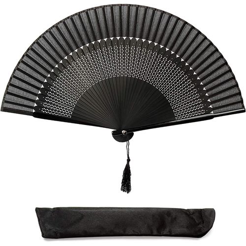Kalanka-Éventail Pliant En Bambou Et Soie De Style Japonais Ventilateur Pliable À Main Pour Mariage Décoration Cosplay Fête Théâtre Diy (Noir-Triangle Creux)