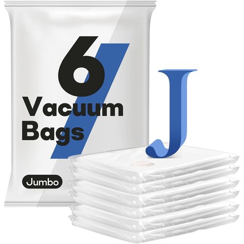 KALANKA-Lot de 6 sacs sous vide pour vêtements et couettes Jumbo (100 x 80 cm) Sac de rangement peu encombrants, Pour vêtements et rangement quotidien, Réutilisable sac sous vide vetement aspirateur