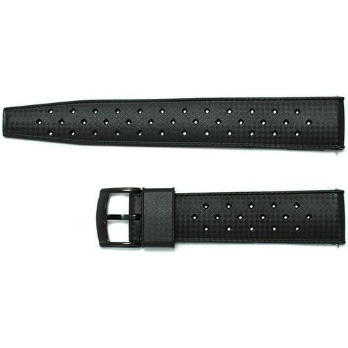 Eryi-Bracelet De Montre En Caoutchouc Tropical De 20 Mm 22 Mm Noir Vert Rouge Bleu Gris Orange Blanc Jaune Marron Avec Boucle Noire Et Argent Perforé Tropical