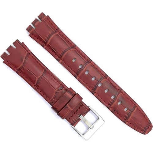 Eryi-Bracelet De Montre En Cuir Compatible Avec Swatch Irony Et Scuba Cuir Gravé Crocodile Alligator 21-23mm Ref 328