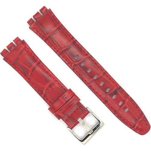 Eryi-Bracelet De Montre En Cuir Compatible Avec Swatch Irony Et Scuba Cuir Gravé Crocodile Alligator 21-23mm Ref 328