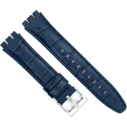Eryi-Bracelet De Montre En Cuir Compatible Avec Swatch Irony Et Scuba Cuir Gravé Crocodile Alligator 21-23mm Ref 328