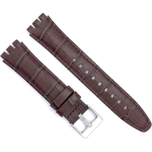 Eryi-Bracelet De Montre En Cuir Compatible Avec Swatch Irony Et Scuba Cuir Gravé Crocodile Alligator 21-23mm Ref 328