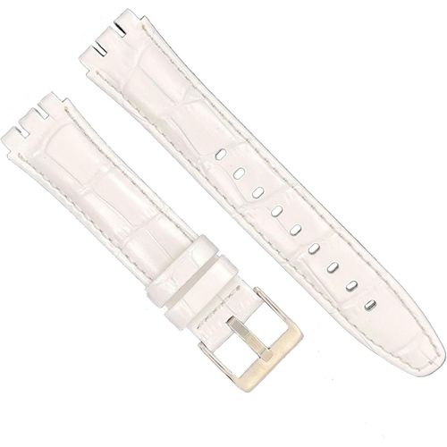 Eryi-Bracelet De Montre En Cuir Compatible Avec Swatch Irony Et Scuba Cuir Gravé Crocodile Alligator 21-23mm Ref 328