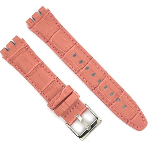 Eryi-Bracelet De Montre En Cuir Compatible Avec Swatch Irony Et Scuba Cuir Gravé Crocodile Alligator 21-23mm Ref 328