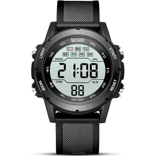 Eryi-Montres Digitales Pour Hommes Montres Multifonctions D'extérieur Pour Hommes Led 30m Waterproof Alarme Calendrier Montres De Sport Pour Hommes Avec Bracelet En Silicone