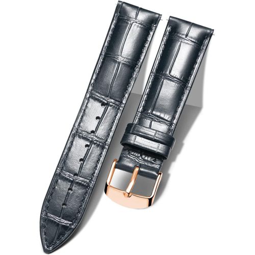 Eryi-Bracelet De Montre En Cuir Crocodile Véritable Remplacement Montre Bracelet À Dégagement Rapide Etanche 10 Couleurs 13 Tailles Pour Hommes Femmes Boucle Au Choix Doré/Rose-Or/Argent(10-24mm)
