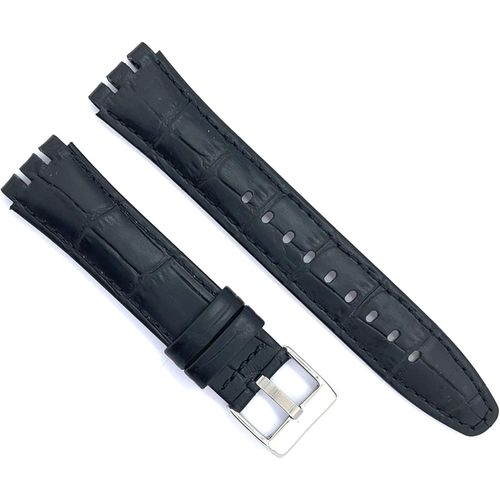 Eryi-Bracelet De Montre En Cuir Compatible Avec Swatch Irony Et Scuba Cuir Gravé Crocodile Alligator 21-23mm Ref 328