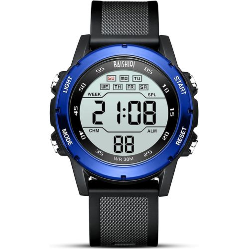 Eryi-Montres Digitales Pour Hommes Montres Multifonctions D'extérieur Pour Hommes Led 30m Waterproof Alarme Calendrier Montres De Sport Pour Hommes Avec Bracelet En Silicone