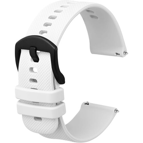 Eryi-Bracelets De Montres En Silicone Pour Femme Homme, 20mm Bracelets De Montre En Caoutchouc À Déclenchement Rapide,Blanc