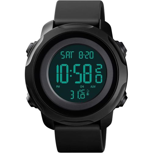 Eryi-Homme Digital Sport Montres Bracelet Électronique Thermomètre Étanche Temps Double Alarme Chronomètre Outdoor Militaires Montre Plastique De La Lunette Et Caoutchouc