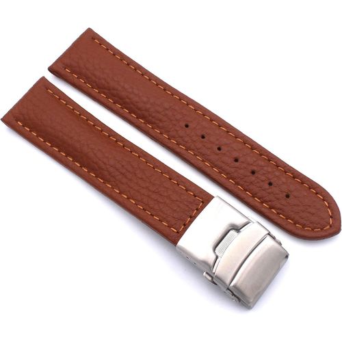 Eryi-Bracelet De Montre En Cuir Véritable Avec Boucle Déployante En Acier Inoxydable