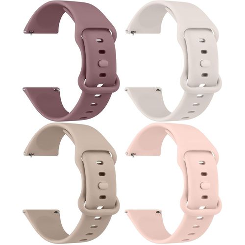 Eryi-Pack 4 Bracelets De Montres Silicone Avec Nouvelle Boucle 20mm 22mm, Remplacement Dégagement Rapide Pour Femme Homme 20mm, 22mm