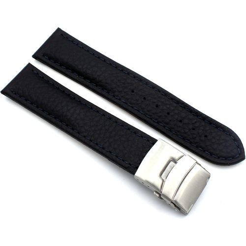 Eryi-Bracelet De Montre En Cuir Véritable Avec Boucle Déployante En Acier Inoxydable