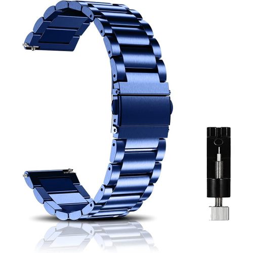 Eryi-Métal Bracelet Pour 20mm 22mm 18mm Bracelets De Remplacement Banda De Montre De Rechange En Acier Inoxydable Pour Femme Homme - Bleu