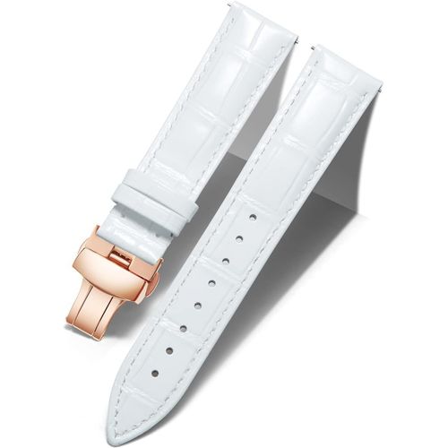 Eryi-Bracelet De Montre En Cuir Femme Homme 12mm-24mm Bracelet De Remplacement Avec Boucle De Déploiement Papillon Argent/Or/Or Rose
