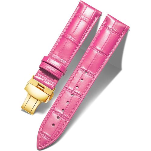 Eryi-Bracelet De Montre En Cuir Femme Homme 12mm-24mm Bracelet De Remplacement Avec Boucle De Déploiement Papillon Argent/Or/Or Rose
