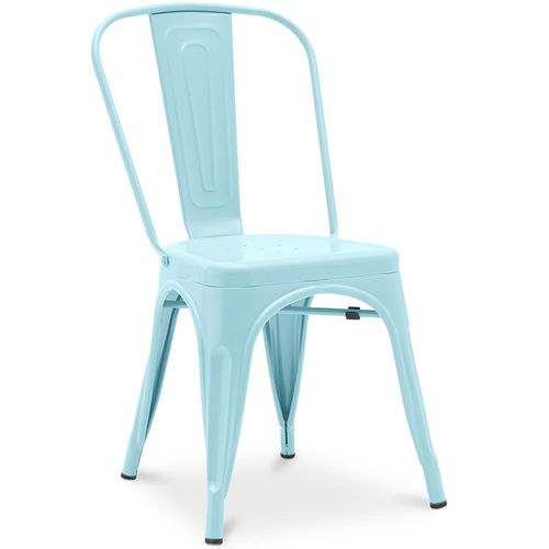 Chaise De Salle À Manger Bistrot Metalix Design Industriel En Métal Mat - Nouvelle Édition Bleu Clair