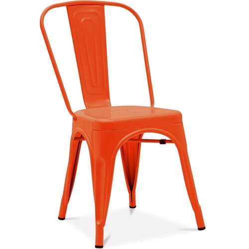 Chaise De Salle À Manger Bistrot Metalix Design Industriel En Métal Mat - Nouvelle Édition Orange