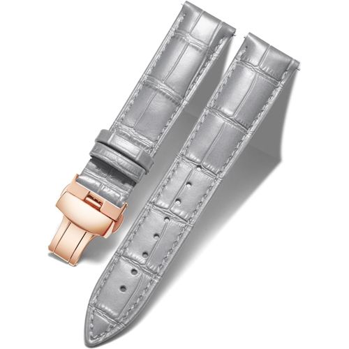 Eryi-Bracelet De Montre En Cuir Femme Homme 12mm-24mm Bracelet De Remplacement Avec Boucle De Déploiement Papillon Argent/Or/Or Rose