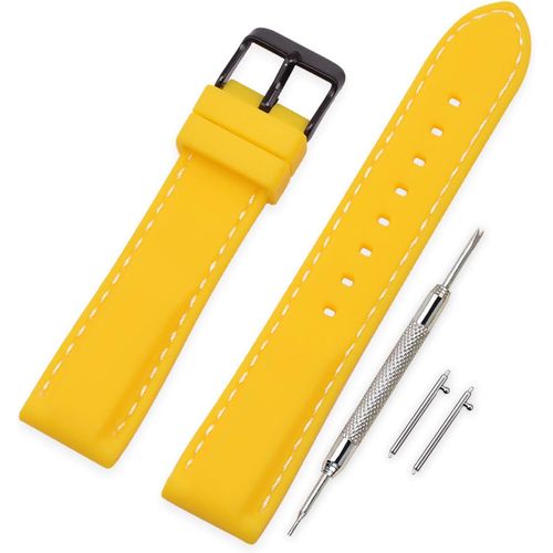 Eryi-Bracelet Montre Quick Release Remplacer Silicone Bracelet Montre - 18mm, 20mm, 22mm, 24mm Caoutchouc Montre Bracelet Avec Acier Inoxydable Boucle