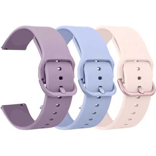 Eryi-3pack Bracelets De Montres Silicone 20mm 22mm, Remplacement Dégagement Rapide Pour Femme Homme 20mm 22mm (22mm, Rose/Bleu Nu/Violet Nu)