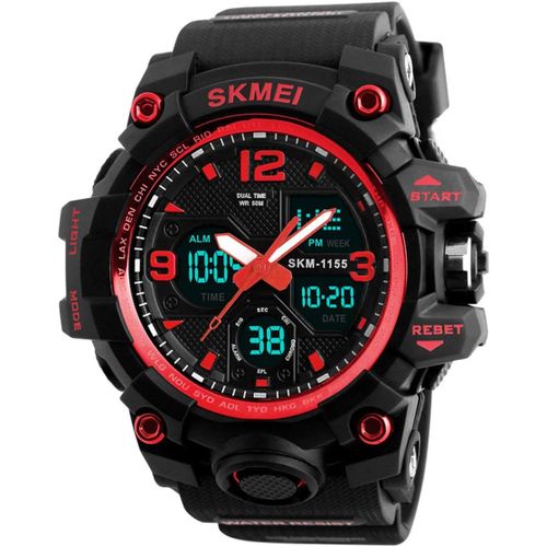 Eryi-Montre-Bracelet Pour Hommes Analogique Numérique Led 50 M Étanche Pour Les Sports De Plein Air Militaire Multifonctionnel Casual Double Affichage 12 H / 24 H Chronomètre Calendrier