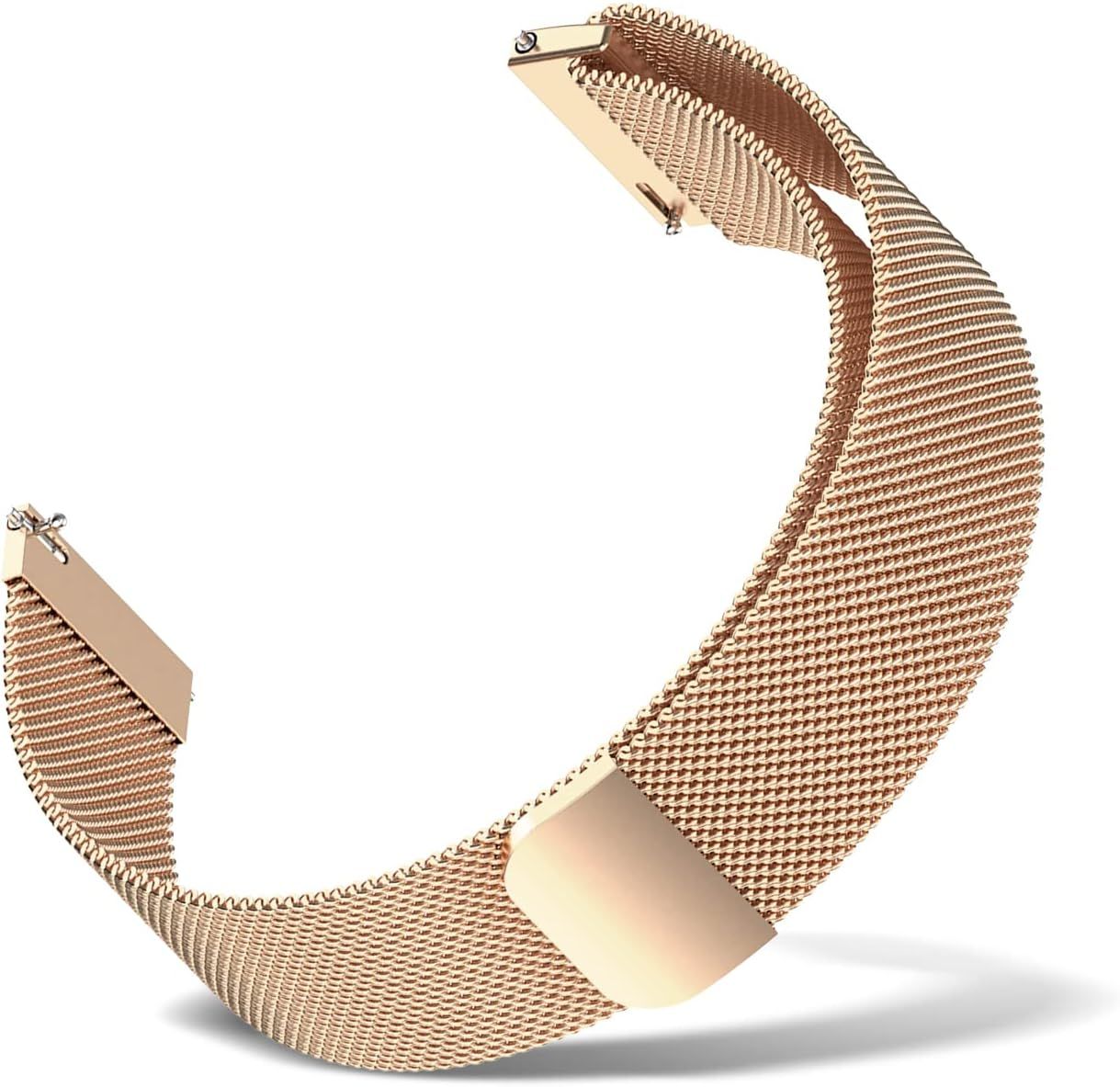 Eryi-Métal Bracelet Pour Largeur De Corne 20mm 18mm 22mm, Homme Femme Inoxydable Mesh Dégagement Rapide Respirant Réglable Sangle Bracelet - Or Rose