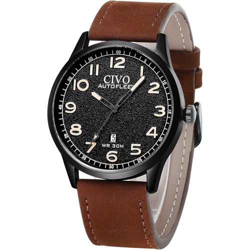 Eryi-Montre À Quartz Analogique Classique Pour Homme Avec Date Lumineuse - Bracelet En Cuir - Facile À Lire