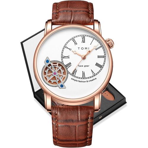 Eryi-Montre Homme Cuir Analogique Montres Bracelet Quartz Étanche Pour Hommes Élégant Cadeau Homme