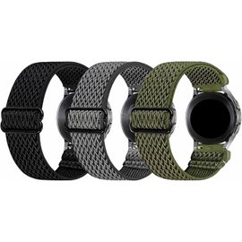 Eryi-Lot De 3 Bracelets De Montre À Dégagement Rapide De 22 Mm Solo Loop Réglables En Nylon Élastique De Rechange En Tissu Tressé Pour Homme Et Femme