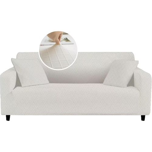 "Housse De Canapé 2 Places Super Élastique Avec Accoudoirs,Universelle,Moderne,Imperméable,Anti-Rayures De Chats Et De Chiens,Housses De Canapé,Antidérapant,Anti-Taches-Blanc