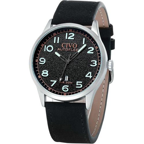 Eryi-Montre À Quartz Analogique Classique Pour Homme Avec Date Lumineuse - Bracelet En Cuir - Facile À Lire