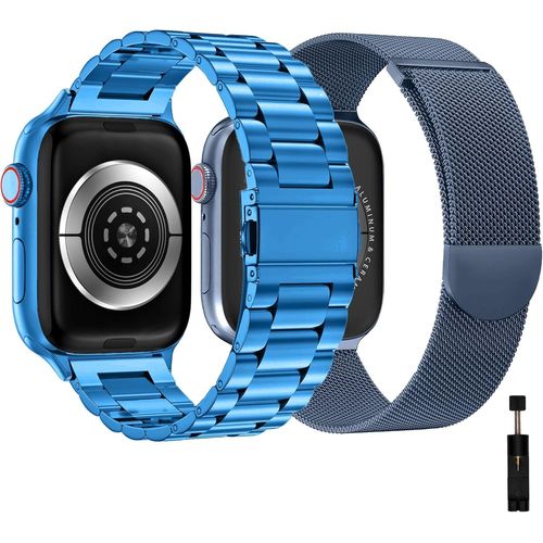 Eryi-Lot De 2 Bracelets En Métal Compatibles Avec Apple Watch 44 Mm, 40 Mm, 45 Mm, 42 Mm, 41 Mm, 49 Mm, 38 Mm, En Acier Inoxydable Pour Iwatch Série Ultra2/Ultra/Se2/Se/9 8 7 6 5 4 3 2 1