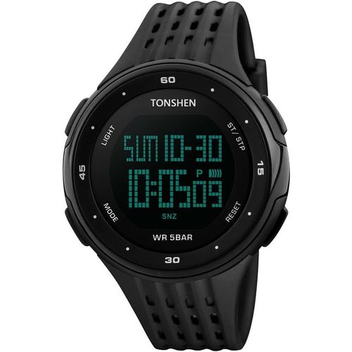 Eryi-Caoutchouc Plastique Montre 50m Etanche Double Temps Led Digital Outdoor Sport Tactique Militaire Quartz Montre Bracelet Pour Hommes Femme, 12h/24h Date Chronomètre Calendrier Alarme