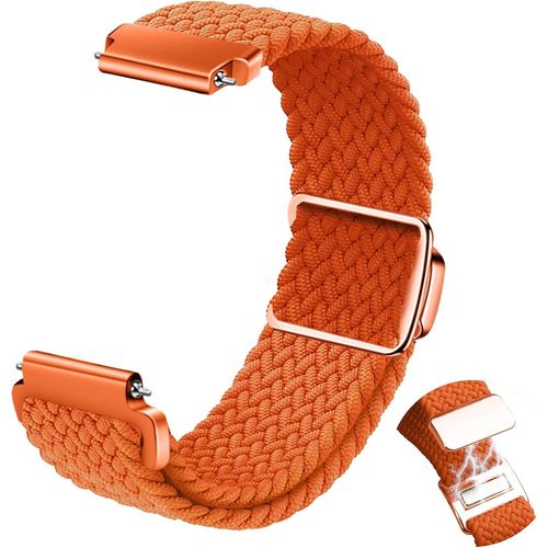 Eryi-Tressés Sport Bracelet Pour Homme Femme, Sport Élastique Tissées Nylon Remplacement Bracelet Magnétique 20mm 22mm - Orange